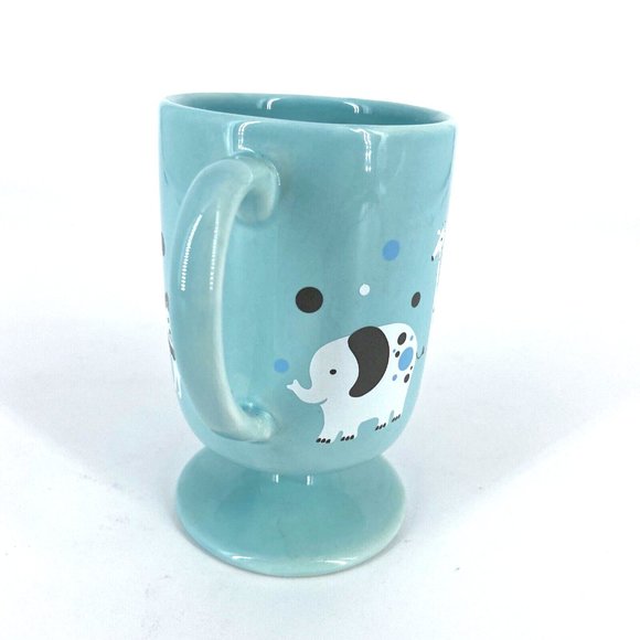 Teleflora Migi Mug Blue Ceramic 2 Handled Zoo Animals Elephant Giraffe Lion Baby - Picture 3 of 8